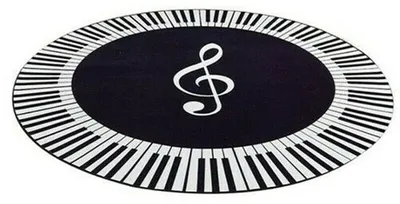 Imagen del producto de Alfombra redonda con teclas de piano y base antideslizante, 80 cm