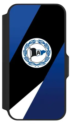 Produktbild von NIVOCASE Klapphülle für Apple iPhone 13 Mini  Handyhülle aus Kunst Leder NIVOflip schwarz Arminia Bielefeld DSC Offizielles Lizenzprodukt