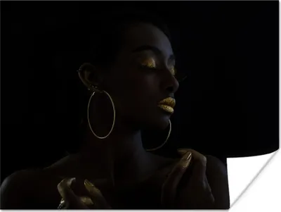Produktbild von MuchoWow® Poster Frau - Gold - Make-up 160x120 cm - Foto Plakat