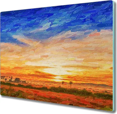 Produktbild von Coloray Kochplattenabdeckung Herdabdeckplatte 60x52 cm Hackbrett Schneidebrett Küchenbrett - Malerei Sonnenuntergang