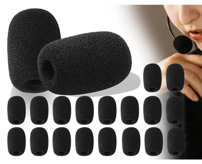 Produktbild von Mikrofonschutz Mikrofonhülle Popschutz - Schwarz - Set mit 18 Stück - Schwamm - Für Headset und Tischmikrofon