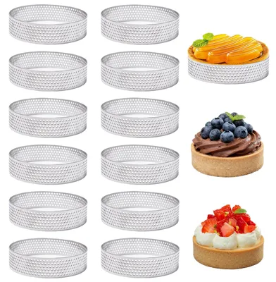 Tarteletteformen 12er Set, 6 cm, Edelstahl, mit Löchern