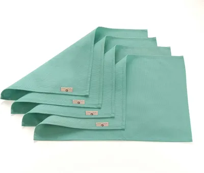 Produktbild von 4er Tischsets aus 100% Baumwolle, abwaschbare Platzdeckchen, handgenäht, 52x33cm (Mint Blau)