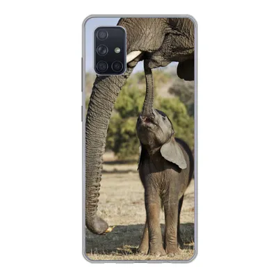 Produktbild von MuchoWow® Handyhülle Schutzhülle Hülle für Samsung Galaxy A71 Elefant - Tiere - Gras - Natur Silikon Softcase Handy Hülle - Kartenbesitzer