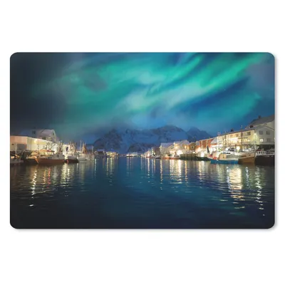 Produktbild von MuchoWow® Mauspad Mousepad Nordlichter - Norwegen - Berg 27x18 cm - Mousepads - Maus Mat - Pad - Mausunterlage - Büroartikel - Desk Matten