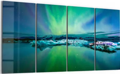 Produktbild von DEQORI Glasbild Echtglas 4x30x60 cm 'Leuchtendes Polarlicht' Wandbilder XXL groß