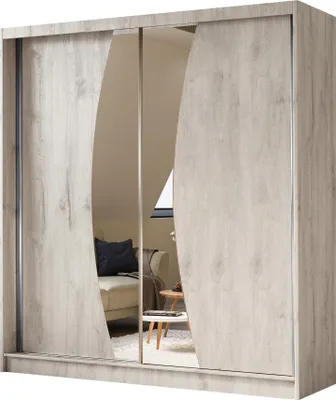 Image de BEAUTYSOFA armoire moderne avec portes coulissantes VOX 200 cm - armoire avec miroir et portes coulissantes (chêne Sonoma)
