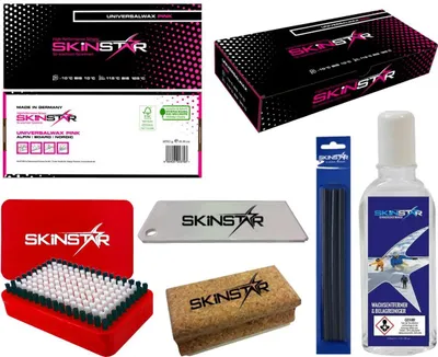 Image de Kit de démarrage SkinStar pour fartage de ski, 6 pièces : fart universel pour ski alpin, ski nordique et snowboard