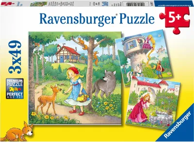 Obrázok produktu pre Ravensburger Rapunzel, Little Red Riding Hood, and The Frog Prince, 49 kusov, rozprávky, 5 rok / roky
