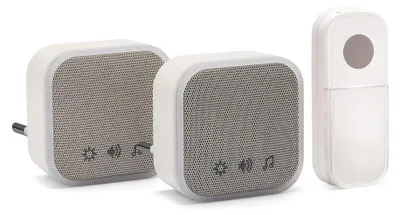 Obrázek produktu pro VELAMP Zvonek bezdrátový DOM052 do zásuvky - sada 2ks, 150m, 36 melodií