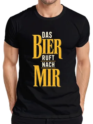Productafbeelding van "Het bier roept," grappig T-shirt voor een feestje, cadeau, alcohol, vrijgezellenfeest, heren, zwart, maat M