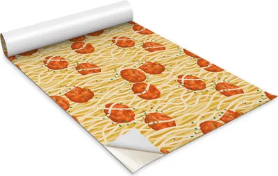 Zdjęcie produktu dla Folia samoprzylepna - Okleina meblowa - Dekoracyjna - Do mebli - Tapeta - Naklejka - Folia - Makaron i klopsiki - 100 x 50 cm