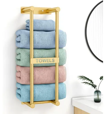 Immagine prodotto di Portasciugamani da bagno, montaggio a parete, oro, 56 cm, metallo, robusto, per l'organizzazione