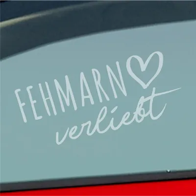Produktbild von Auto Aufkleber Fehmarn verliebt Herz Insel Ostsee Liebe Car 19x8 cm Milchglas Sticker Heckscheibenaufkleber