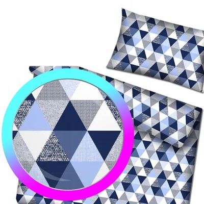 Obrázok produktu pre Designpremium Súprava posteľnej bielizne modro-tmavomodré trojuholníky 140x200 cm