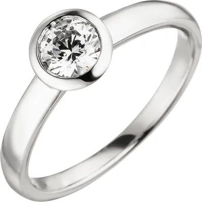 Produktbild von Gr. 58 Damen Ring 585 Gold Weißgold 1 Diamant Brillant 0,50 ct. Diamantring Solitär