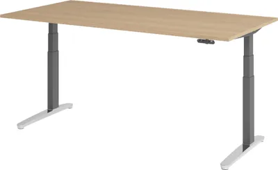 Produktbild von bümö Schreibtisch elektrisch XBHM - Größe:  200 x 100 cm, Nachbildung: Eiche, Gestell: Graphit/Alu poliert