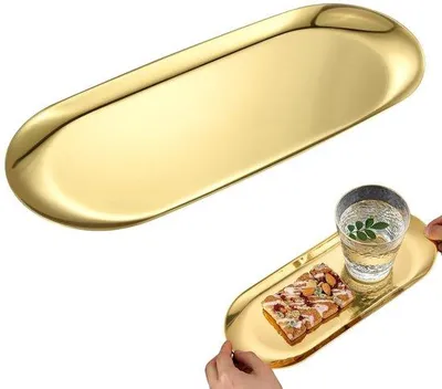 Obrázek produktu pro Oválný podnos z černé nerezové oceli na svíčky a šperky