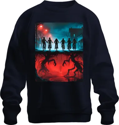 Produktbild von Upside Down Kinder Fahrräder Horror 80er Retro Mystery Hawkins Uni Sweatshirt Pullover, Navy, S