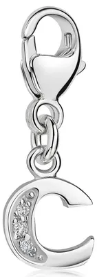 Produktbild von MATERIA by Matthias Wagner C Buchstabe Charms Anhänger Alphabet Silber 925 mit 3 Zirkonia C53