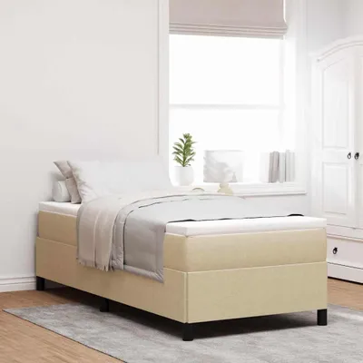 Imagen del producto de Cama con somier, color gris-verde, 80 x 200 cm, tapizada en tela de cuerda