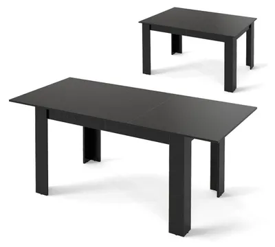Immagine prodotto di Tavolo da pranzo allungabile, dimensioni 120-158 x 70 x 76 cm, forma rettangolare, colore nero, adatto per 4-6 persone