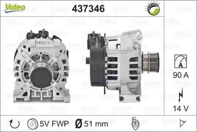 Produktbild von VALEO 437346 Lichtmaschine Generator LiMa 90A 14V passend für MERCEDES-BENZ A-Klasse (W168)