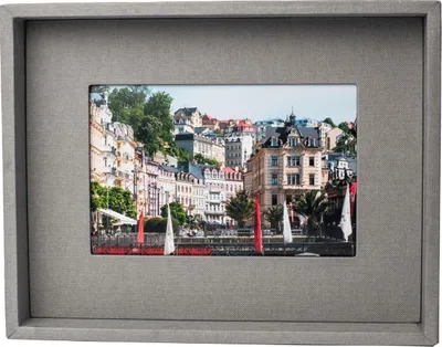 Produktbild von HNFD Fotorahmen mit Passepartout, 13 x 18 cm, grau, mit Ständer und 3D-Rahmen