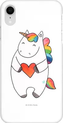Produktbild von Mr. & Mrs. Panda Iphone XR Handyhülle Einhorn Herz - Weiß - Geschenk, Freundin, Unicorn, Premium Kunststoff, Einhörner, Lustig, Handy Case