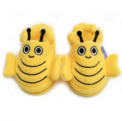 Produktbild von Milk&Moo Buzzy Bee Kinder Hausschuhe, %100 Baumwolle, Badelatschen mit Antirutsch Sohle, Indoor Pantoffeln für Kleinkind Mädchen und Kleinkind Jungen, Gelb, für 2-4 Jahre alt
