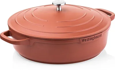 Obrázok produktu pre Nádoba na varenie s pokrievkou - 32 cm - Vhodná pre všetky varné dosky - Červená farba