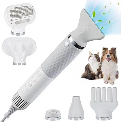Productafbeelding van Haardroger voor huisdieren - Blazer voor hond - Dierenverzorging thuis - Intelligente temperatuurregeling - 5-in-1 opzetstukken - Zwart
