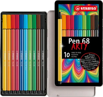 Produktbild von Premium-Filzstift - STABILO Pen 68 - 10er Metalletui - mit 10 verschieden Farben