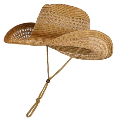 Produktbild von Cowboyhut, atmungsaktives Strohmaterial, winddichter Riemen, Khaki