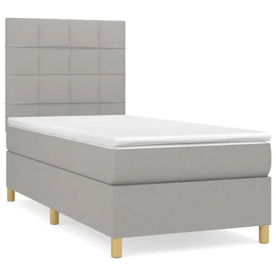 Produktbild von vidaXL Boxspringbett mit Matratze Hellgrau 90x190 cm Stoff