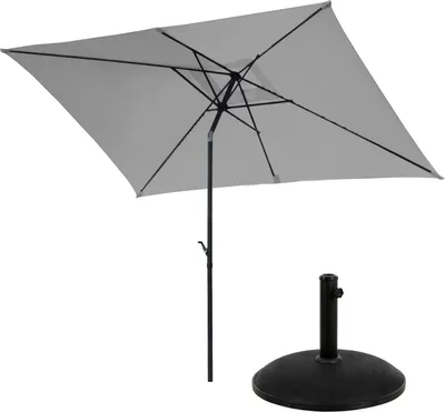 Produktbild von SVITA Sonnenschirm Set mit Schirmständer 3x2m Balkonschirm rechteckig Hellgrau