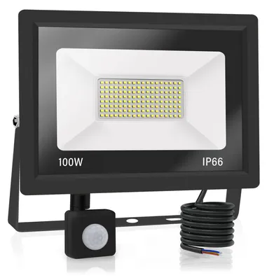LED-Strahler 100W mit Bewegungsmelder, 10.000 Lumen, IP66, warmweiß