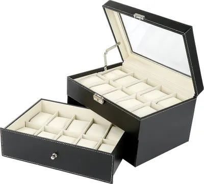 Produktbild von WYCTIN Uhrenbox Uhrenkoffer für 20 Uhren Uhrentruhe Uhrenkasten Uhrenschatulle 28.5*20.5*15cm
