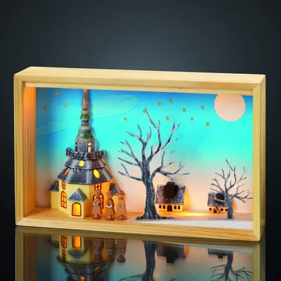 LED-Innenbeleuchtung Holz bunt 34,5x7x21,5 cm 10 warmweiße LEDs