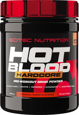 Produktbild von Scitec Nutrition Hot Blood Hardcore 375 g Guarana / Trainingsbooster / Eine neue Generation des beliebten Pre-Workouts mit einer verbesserten Zusammensetzung