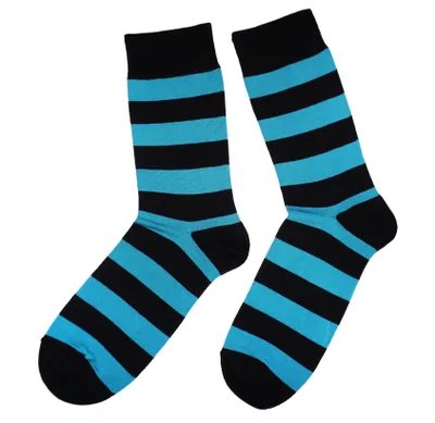 Produktbild von Damen Basic Socken aus Baumwolle Ringel und Punkte Blau Blockringel Größe 39-42