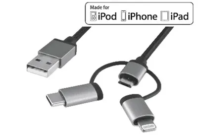 Produktbild von DINIC USB-MULTI-1, 1 m, Micro-USB A, USB A, Silber
