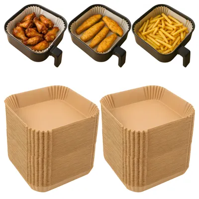 Produktbild von Airfryer Papierformen – 300 Stück Backpapier Einweg – Antihaft – Fettresistent – 20×20 cm