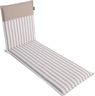 Produktbild von LILENO HOME Sonnenliege Auflage als [1er Set - Rollliege] in Streifen Sand - Uni Sand - Gartenliegen Auflage perfekt für Strandliege - Polster Auflage für Gartenliege (190x60x5cm) MALT