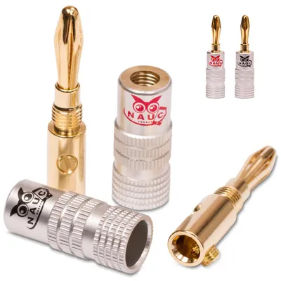 Produktbild von 4x High End Bananenstecker NAUC Bananas 24K vergoldet Banana für Kabel bis 6mm²