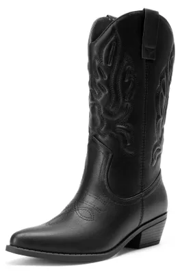 Produktbild von DREAM PAIRS Damen Cowboystiefel Cowgirlstiefel,Alles Schwarz,38