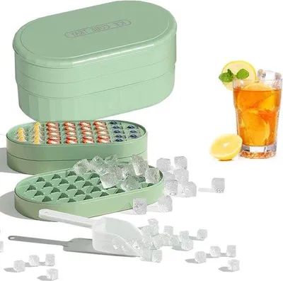 Produktbild von Silikonische Eiswürfelbox mit Deckel - 72 Eiswürfel - Eisbehälter - Eiswürfelschneider - Babyzubehör für Alkoholhaltige Getränke