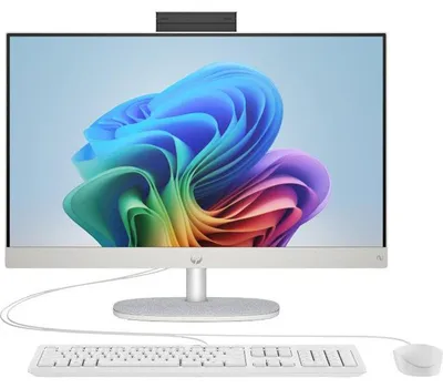 Produktbild von All-in-One PC HP 24-cr0091nf, 23.8 Zoll FHD IPS, Athlon Silver 7120U, 8GB RAM, 512GB SSD, Windows 11, Kabeltastatur und -maus