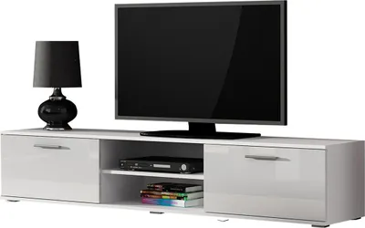 Produktbild von Furniture24 Tv Schrank SOHO 180, Lowboard, Unterschrank, 2 Türiger Weiß/Weiß Hochglanz