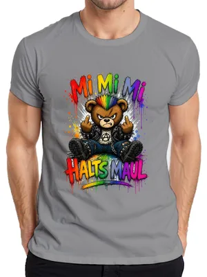 Immagine prodotto di Maglietta da uomo "Mi Mi Mi Halts Maul Bär Punk Rocker Statement", colore grigio, taglia XL